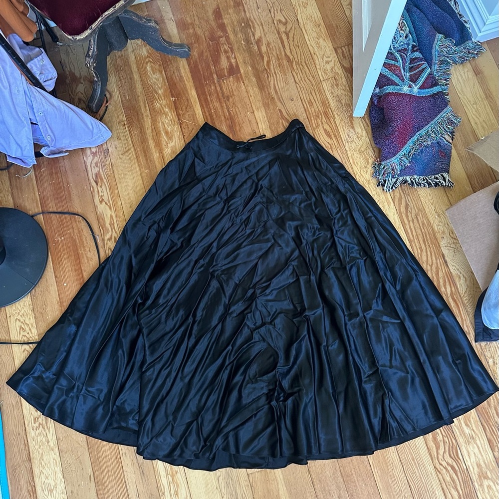 Ralph Lauren Maxi Skirt Shiny Black Tie